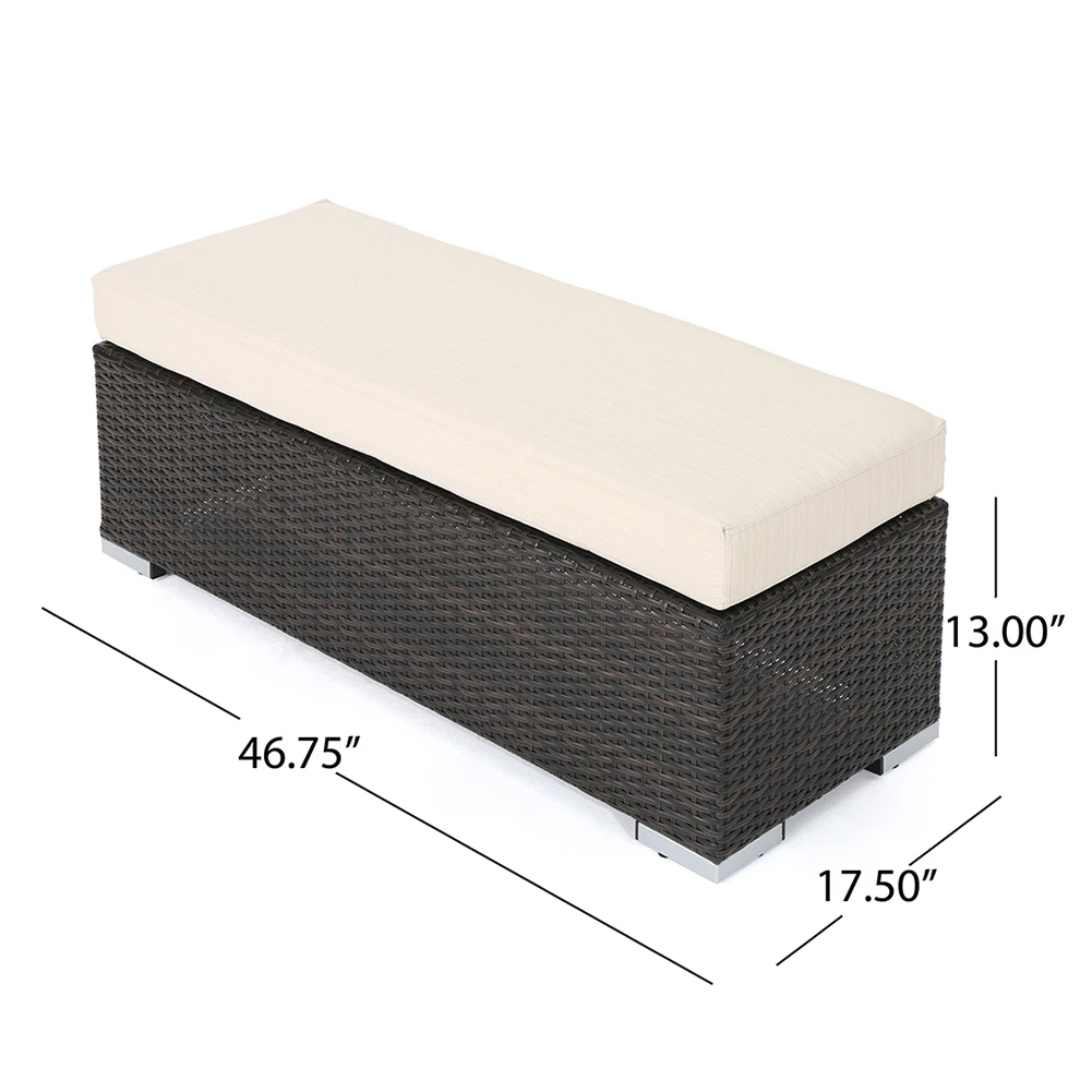 Banco de exterior con cojín resistente al agua, muebles de exterior, asientos de mimbre para porche y Patio, soporta hasta 400 libras