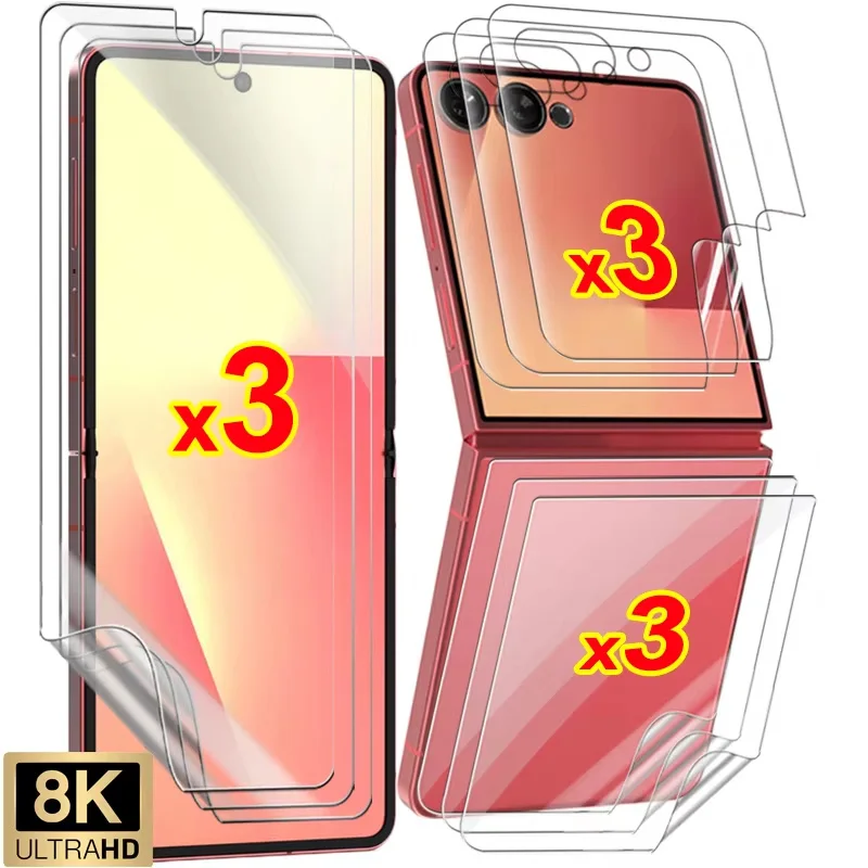 Hydrogel Film For Samsung Galaxy Z Flip 8 7 FE 6 5 Inner+Front+Back Screen Protector Film For Galaxy Z Fold 8 Ultra 7 6 5 Fold8
