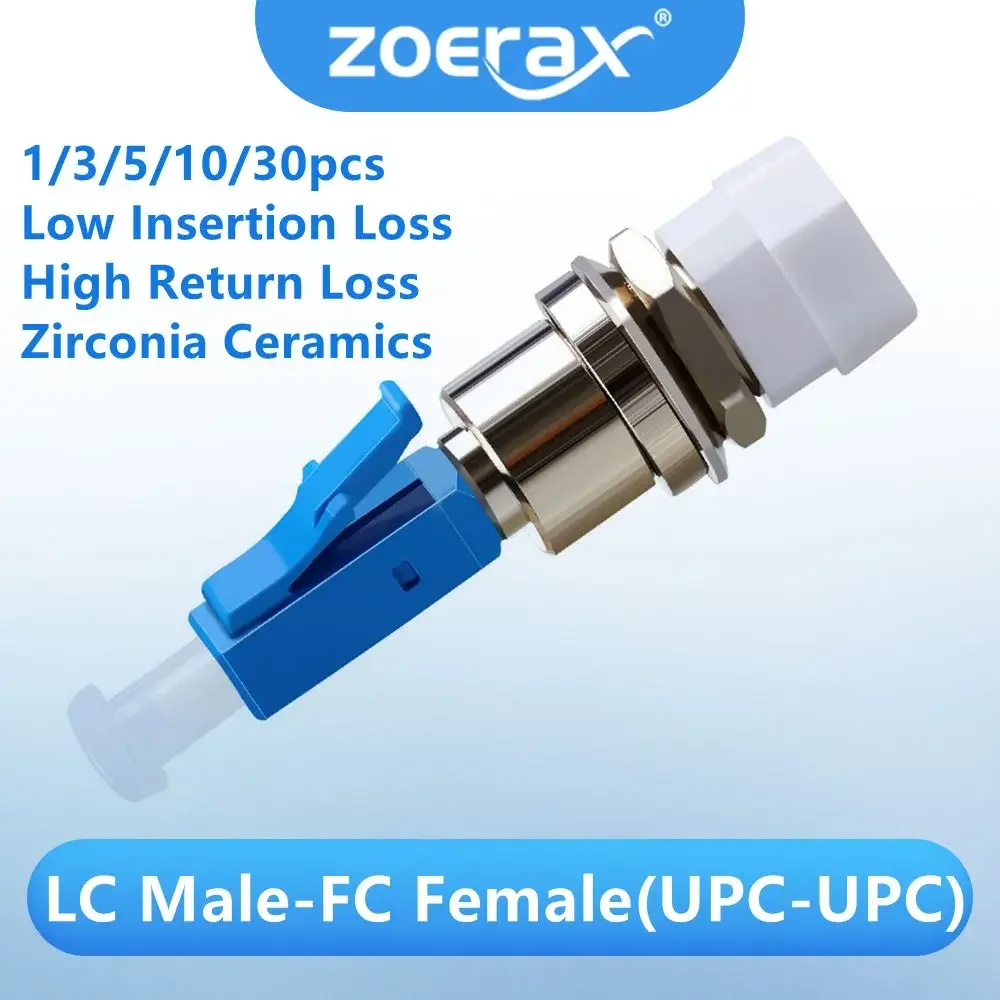 ZoeRax LC/UPC Male to FC/UPC Female Adapter Simplex Hybrid Fiber Connector for Visual Fault Locator Optical Jumper