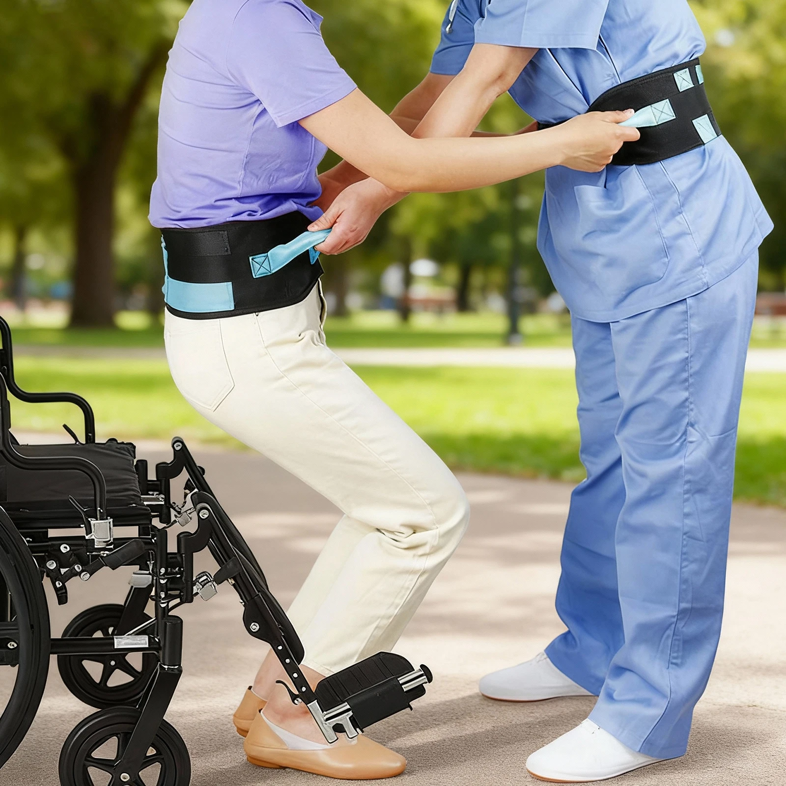 

Walking Gait Belt with Handles Metal Buckle Safety Gait Belt Adjustable Rehabilitation Assistive Device for Lifting Seniors