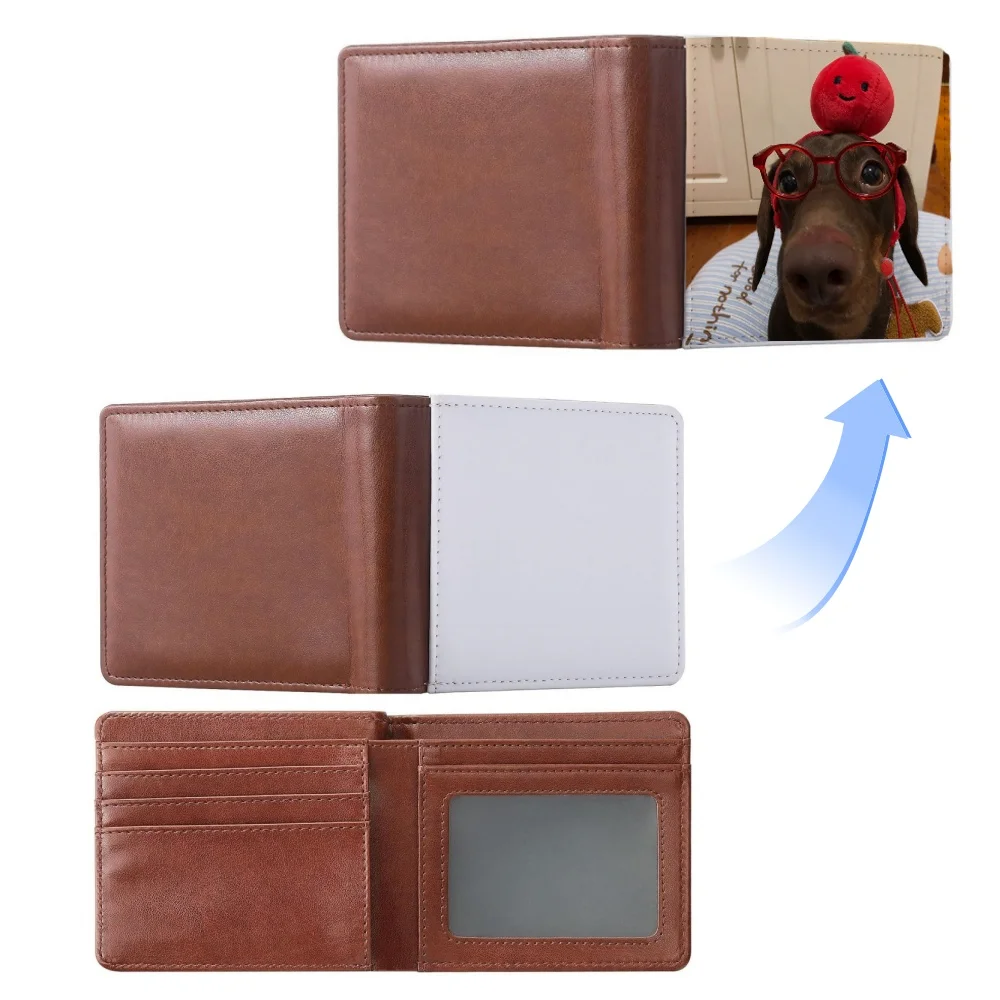 10 Pcs Brown/Black DIY Heat Transfer Sublimation Print Folding Wallet Blank Canvas for Father's Day Gifts