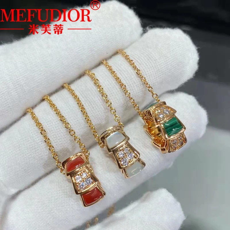 

Женское ожерелье из серебра 925 пробы с кулоном в виде змеиной кости, подвеска из розового золота 46 см белого и бежевого цвета, роскошная бижутерия с муассанитом D VVS, подарок для женщин