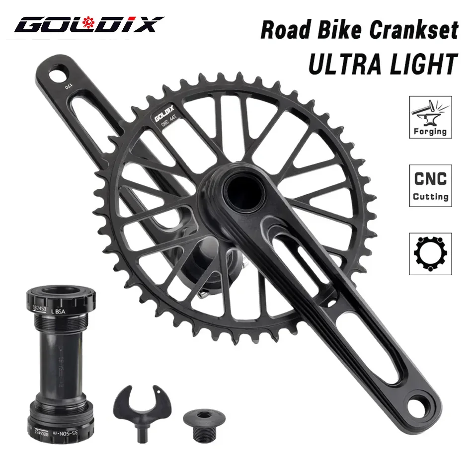 GOLDIX CNC ROAD Crank lengan sepeda Crankset BSA BB92 kerikil jalan engkol 170/175mm Chainring mahkota 50-34t untuk bingkai serat karbon