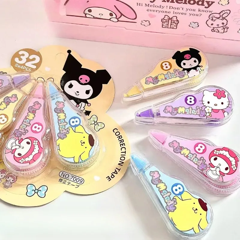 

4 шт./компл. Sanrio Hello Kitty корректирующая лента аниме Kuromi My Melody Pompompurin милые студенческие канцелярские принадлежности школьные и офисные принадлежности