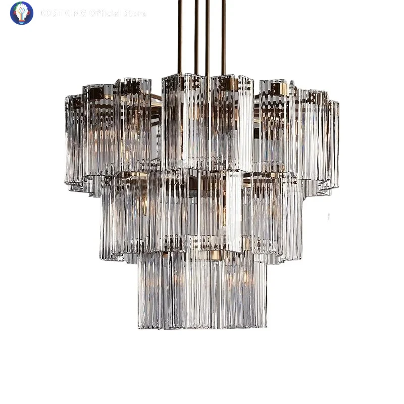 

Glass Medieval Living Room Chandelier Modern Minimalist Design Villa Dining Room Bedroom Chandelier