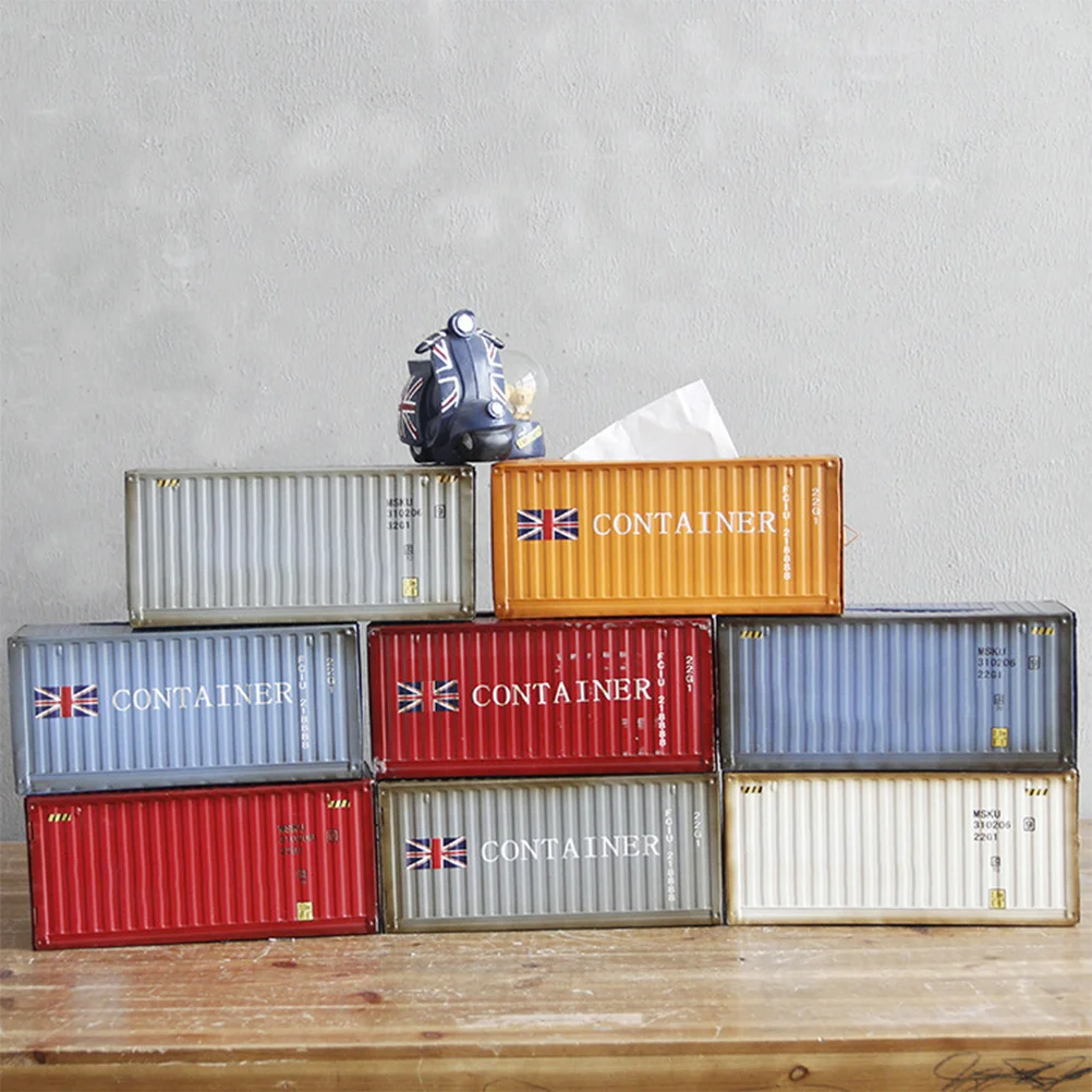 

Metal Tissue Box Red Flag Pattern Casual Design Desktop Napkin Holder Easy Refill Tissue Organizer for Home Office Paper Box