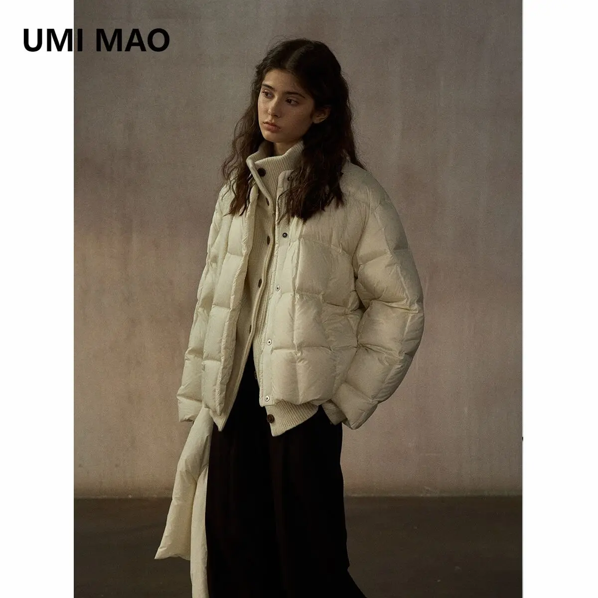 UMI MAO Coat Femme Cloud-Like Lightweight Warm Classic Commuting Seamless Checkered Ultra-Soft Down Jacket Women Y2K