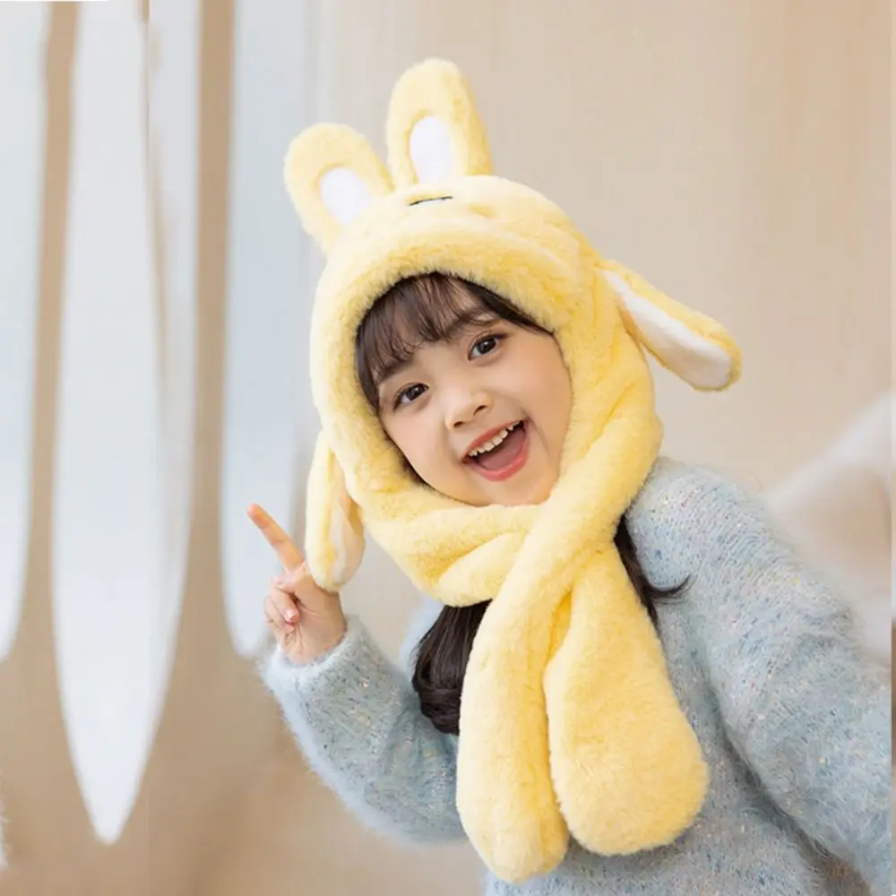 Bunny Ear Ear Moving Jumping Hats Neck Protection Plush Novelty Plush Rabbit Winter Caps Creative Cute Bunny Ear Caps Children