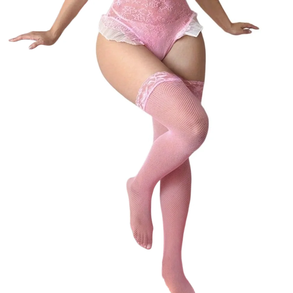

Romantic date Socks Pink Narrow Lace Small Mesh Stockings Sexy for Women Lingerie French Woman Underwear Hosiery medias de mujer