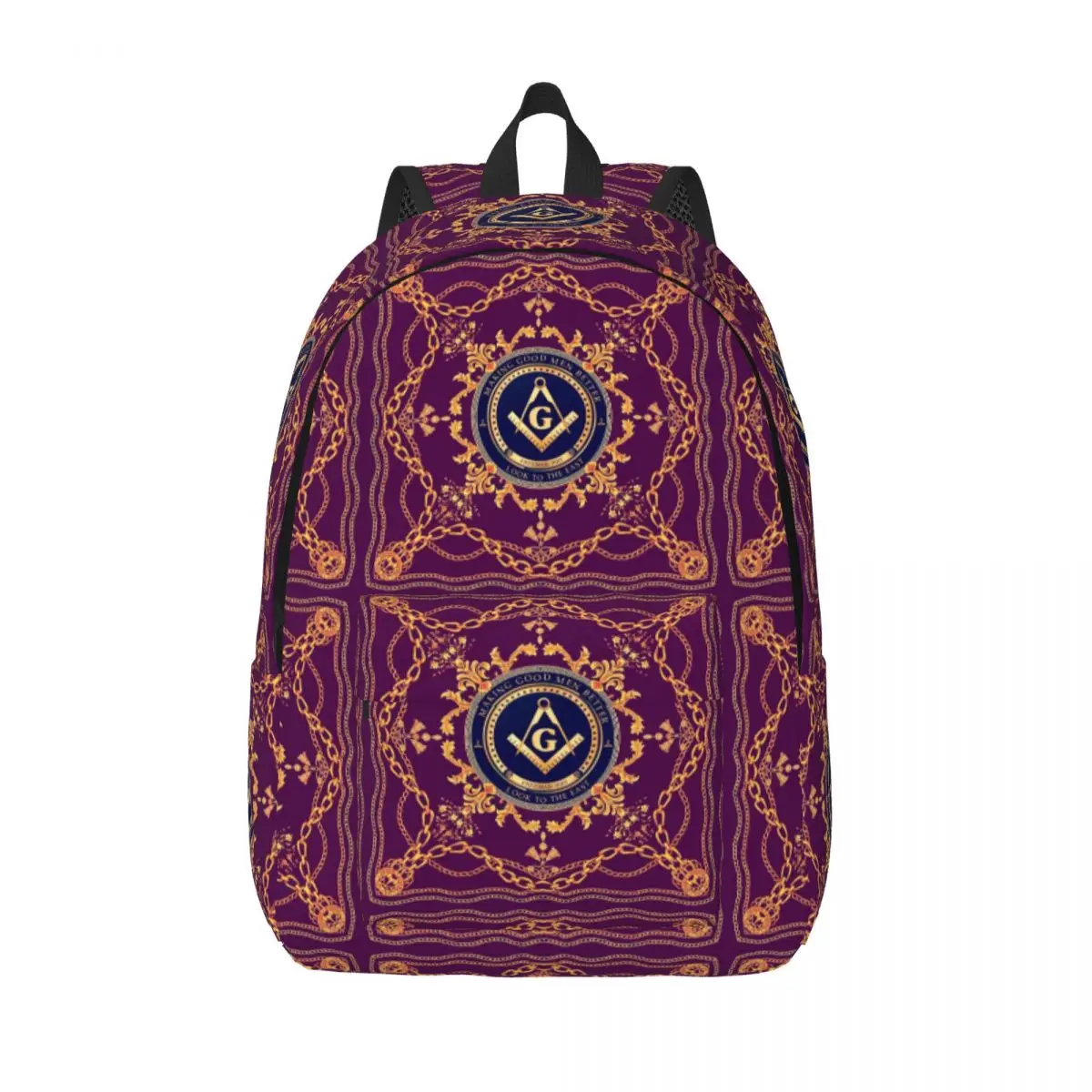 

Custom Freemason Baroque Design Canvas Backpacks for Women Men College School Students Bookbag Fits 15 Inch Laptop Retro Bags