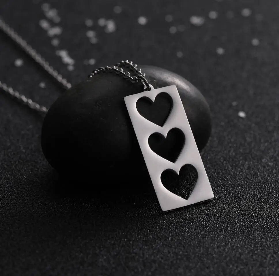1PC Stainless Steel Necklace For Women Man Hollow Heart Choker Pendant Charms Necklace Engagement Jewelry F1599