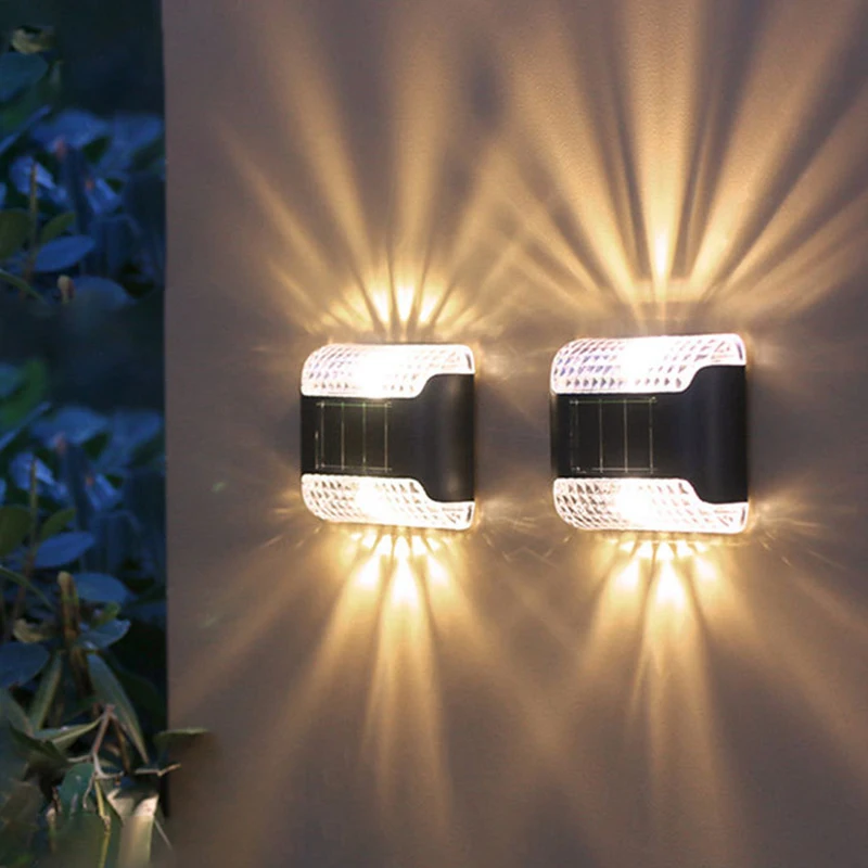2/1 Pcs Outdoor Solar Wall Lamp LED Solar Powered Lights Waterproof Up and Down Luminous Light Garden Balcony Fence Decoration