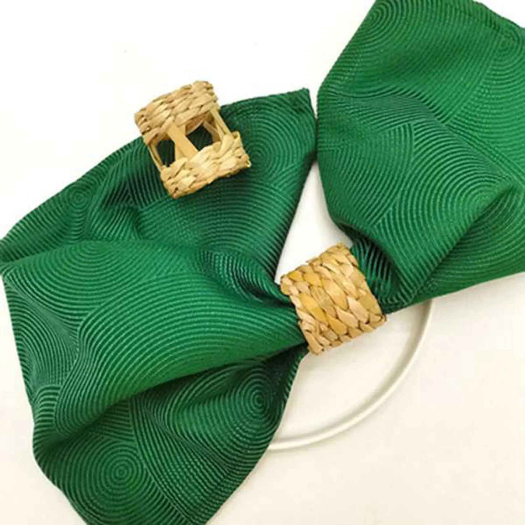 AA94-Rush Straw Woven Napkin Ring,Handmade Braided Grass Napkin Ring,Farmhouse Serviette Buckle Holder For Xmas,Daily Use
