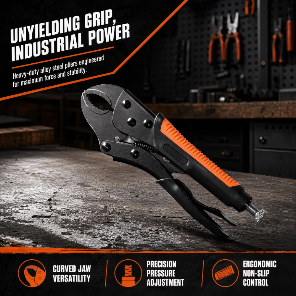 Alloy Steel Locking Pliers One-Hand Release Anti-Slip Handle Adjustable Wrench Pliers 7 Inch Size Screw Extractor Pliers