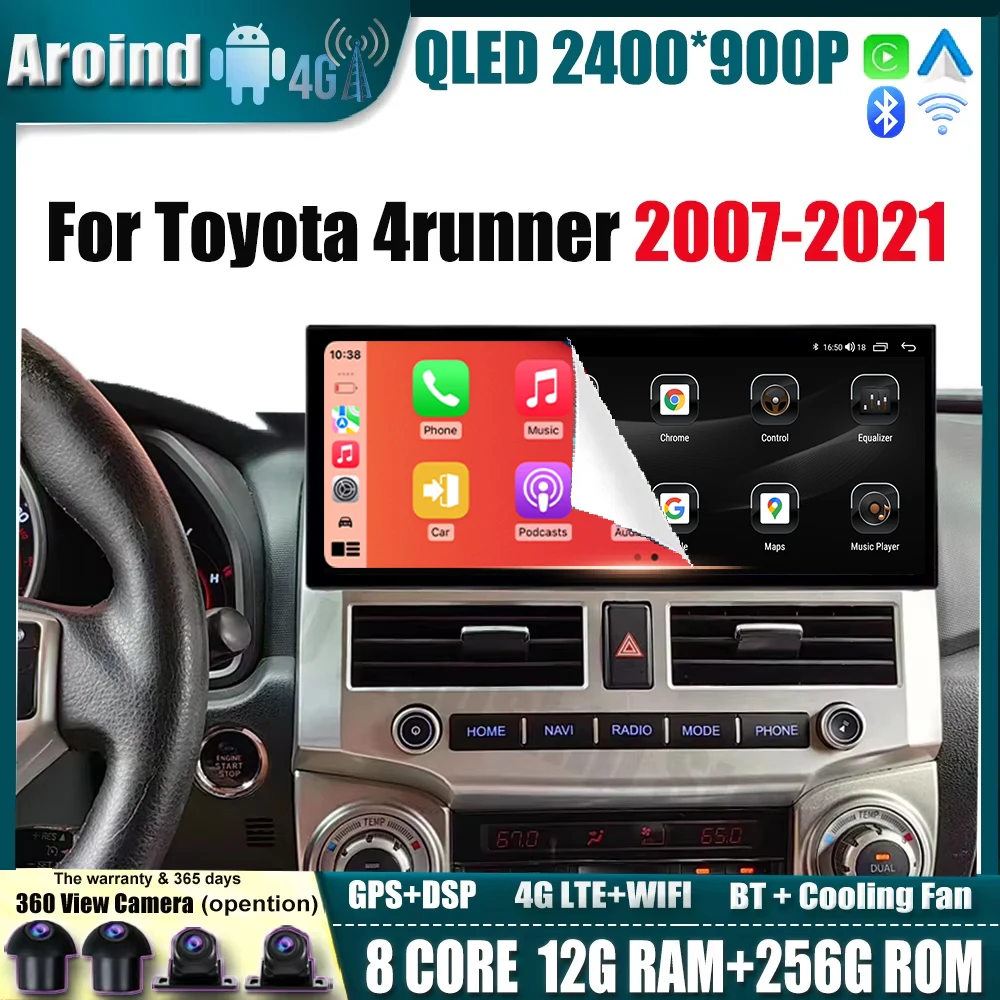 

QLED 12.3Inch Car Radio For Toyota 4runner 2007-2021 Multimedia Video Player Navigation GPS Car Accessories 4G LTE WIFI 2400*900