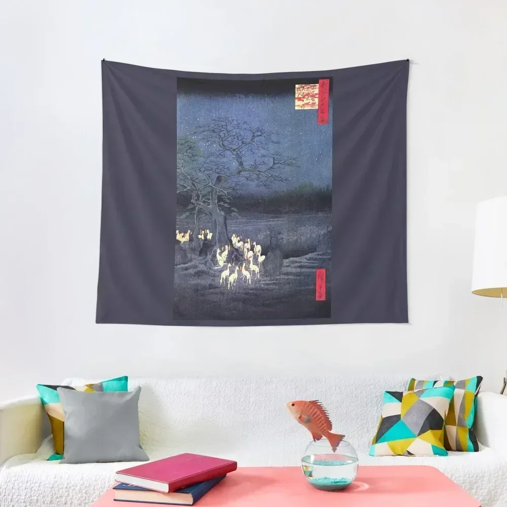

Japanese Print - Hiroshige - kitsune-yokai-fox Tapestry Wall Decor Hanging Mushroom Nordic Home Decor Tapestry