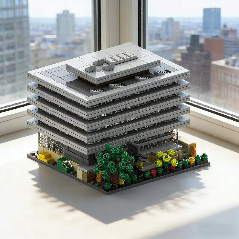 MOC modern library building block small particle assembly model compatible with Lego cultural and creative ornaments and educati