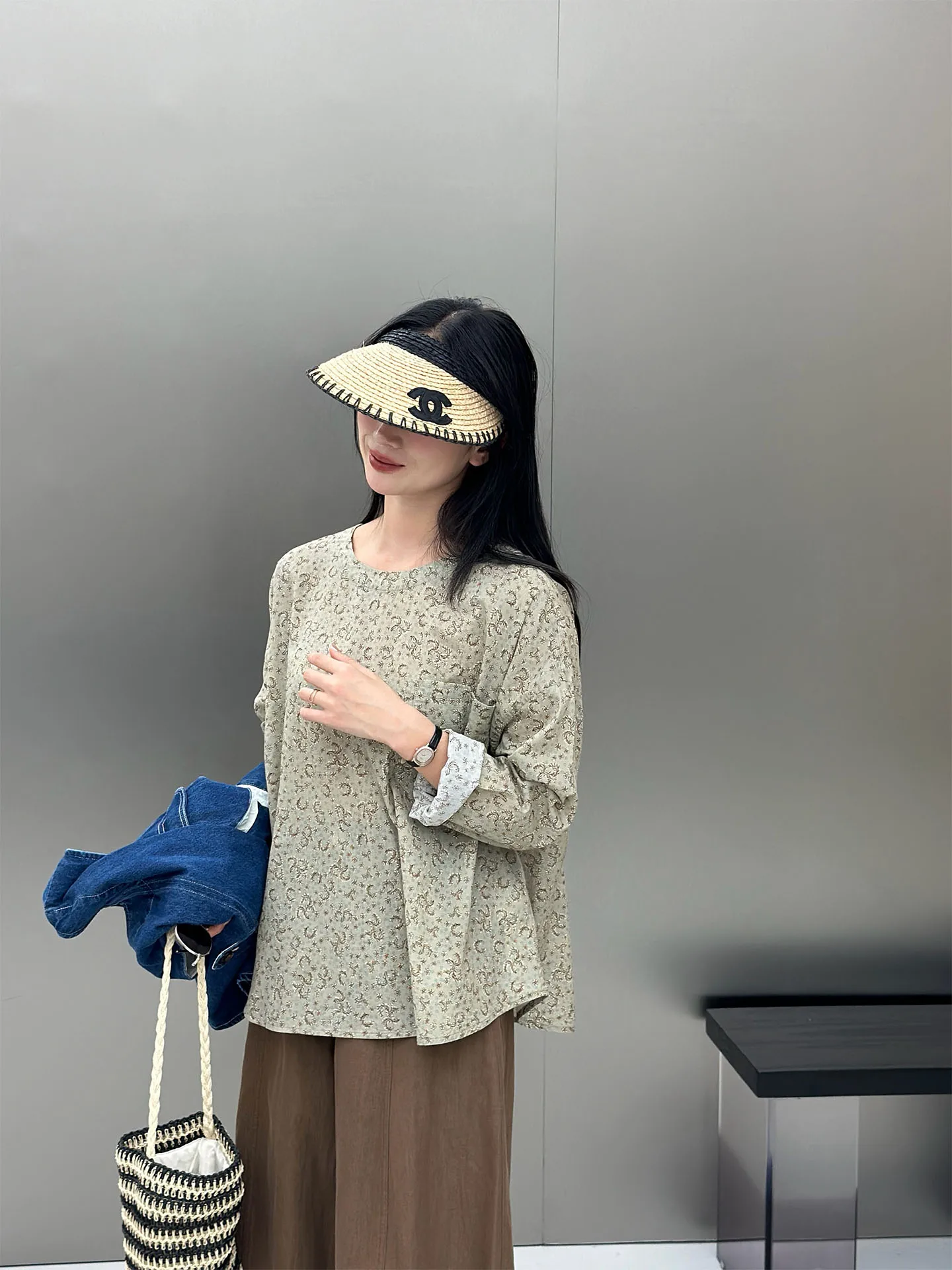 

Casual Cotton round Neck Overhead Women's Shirt Spring Leisure Artistic Flower Print Breathable Long Sleeve BodhlCat