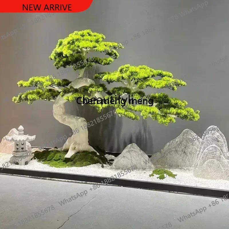 z183    Simulated welcome pine false tree root carving pine Arhat pine indoor window landscape floor-to-ceiling landscaping