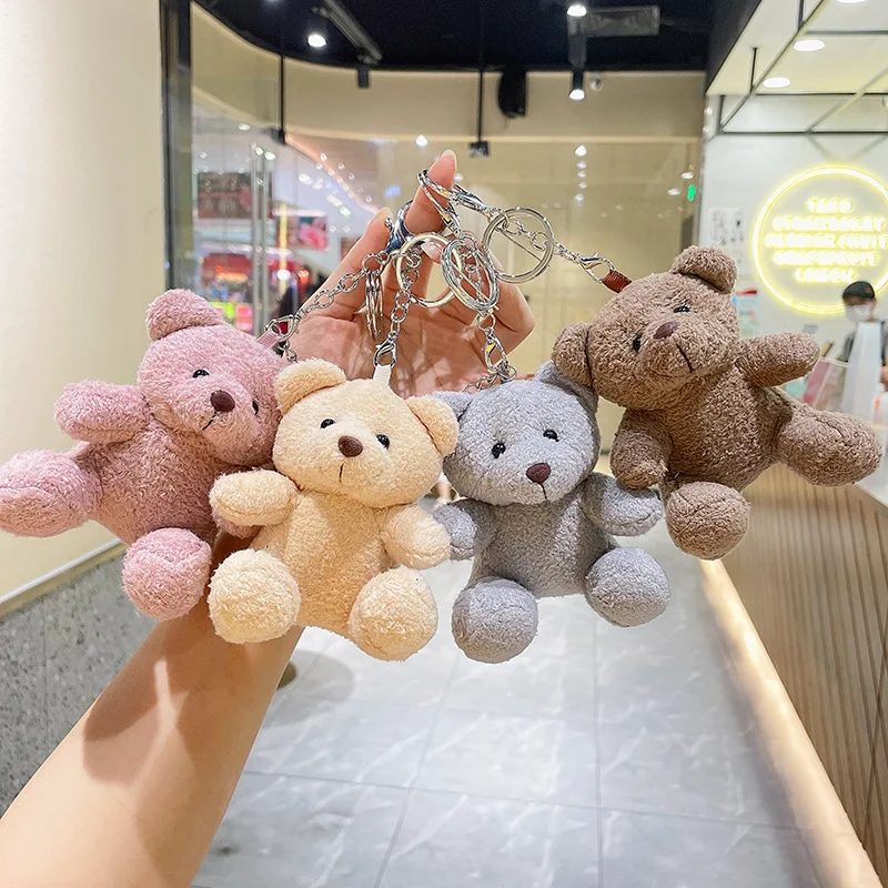 11cm Cute Bear Plush Keychain School Bag Doll Plush Pendant Key Accessories New Year Birthday Gifts for Girlfriend