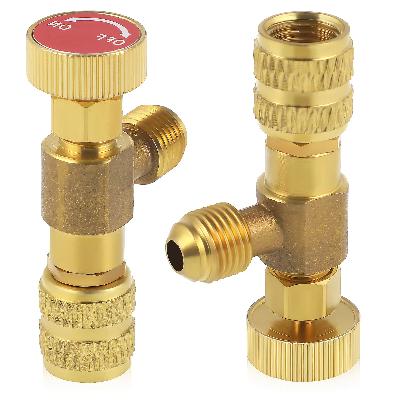 

2 Pcs Air Conditioning Safety Fill Brass Compact Valves R410 Refrigerant Adapter Shut Valve For Home Ac Refrigerant Charging