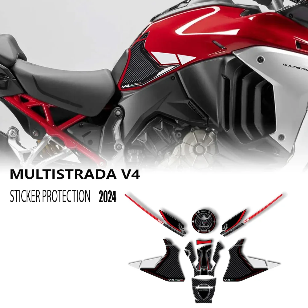 For Multistrada V4 - V4s 2024 Motorcycle Decal Accessories 3D Epoxy Sticker Protection Kit