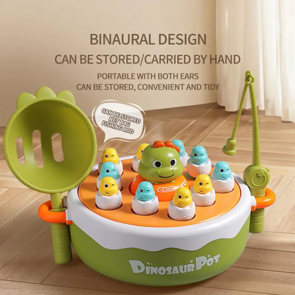 Rotating Dinosaur Turntable Bouncing Dinosaur Toy Magnetic Dinosaur Fishing Game Set with Rotating Turntable Launcher for Boys