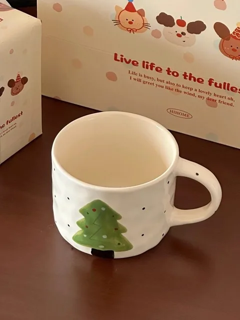 

Расписанные вручную красные кружки с изображением деревьев цисаса, парные чашки для кофе, подарочная коробка, новогодний подарок для нее