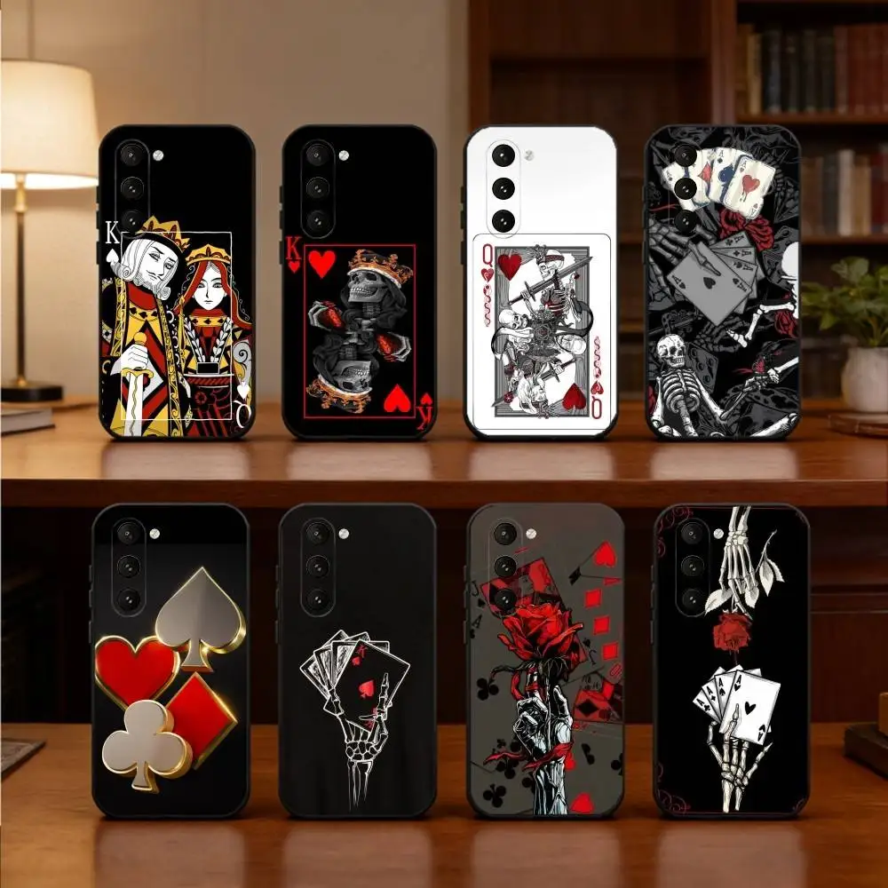 

Skeleton Queen of Hearts Playing Card Phone Case For Samsung Galaxy A73,A21s,A22,A31,A52,A53,A71,A41Soft Black Shell