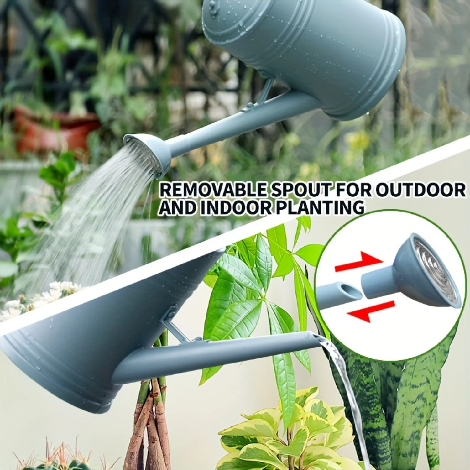 Farmhouse Style Watering Can - Removable Spout, Plastic - Indoor/Outdoor Plants - 0.5 Gallon