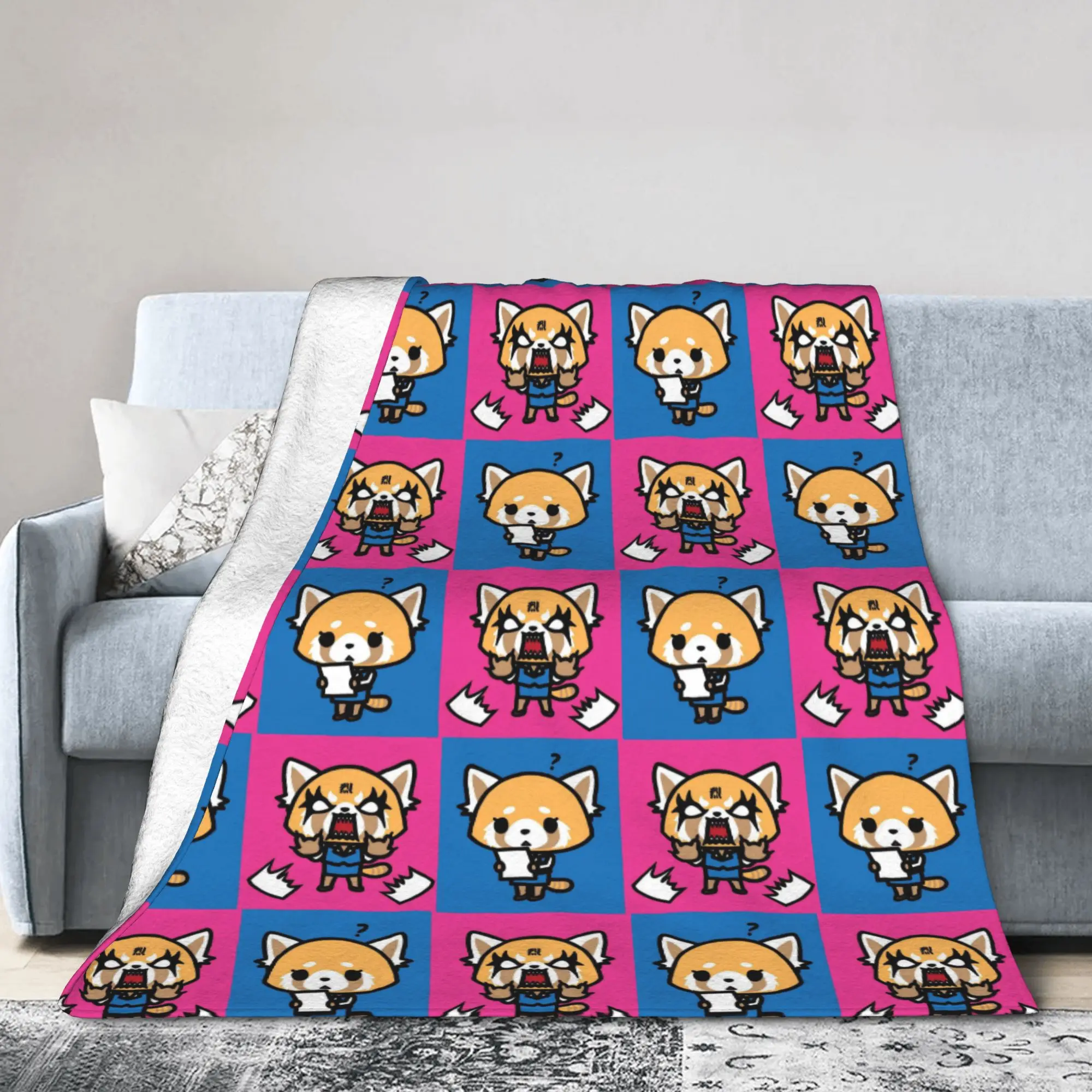 Aggretsuko Work Rage Blanket Cover Retsuko Anime Flannel Throw Blanket Bedroom Sofa Decoration Soft Warm Bedspreads