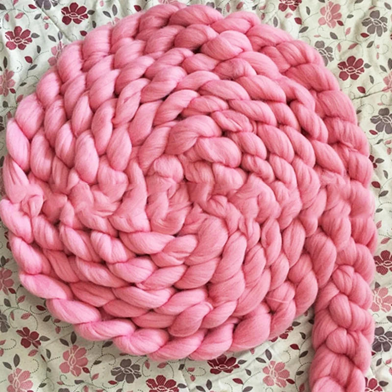 Hand Knitting Spin Coarse Thread DIY Pet Nest Thick Chunky Yarn Cotton Wool Tube Crochet Yarn Soft Bulky Arm Roving Blanket Rugs