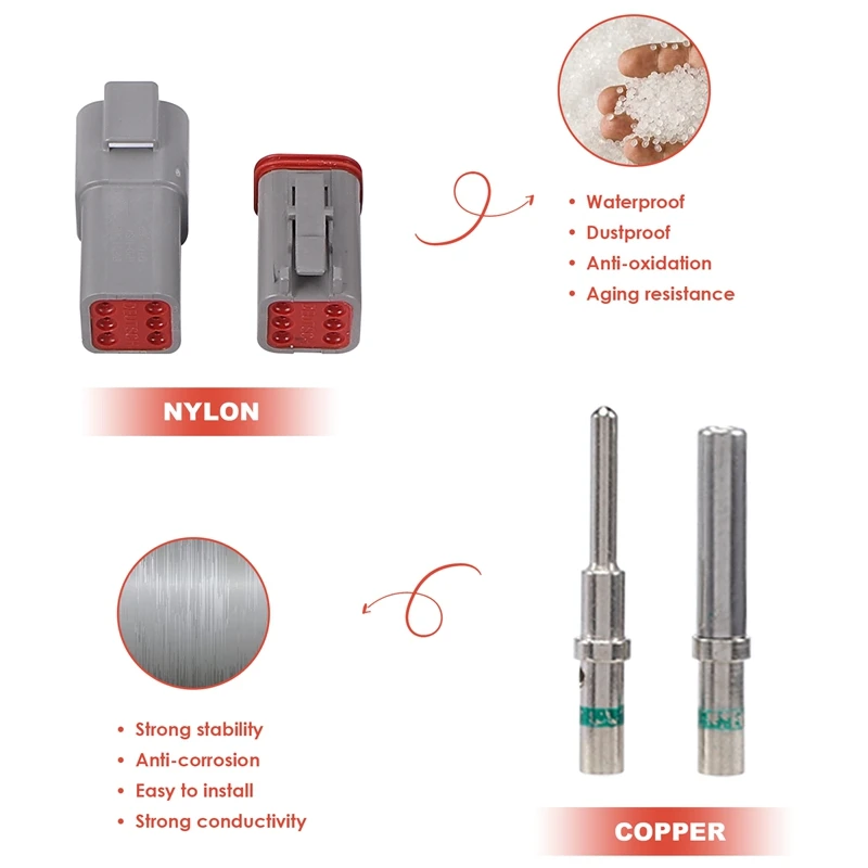 188PCS Deutsch DT Gray Connector Kit With 16 Solid Contacts In 2,3,4,6,8 And 12 Pin Configurations,Automotive Connectors