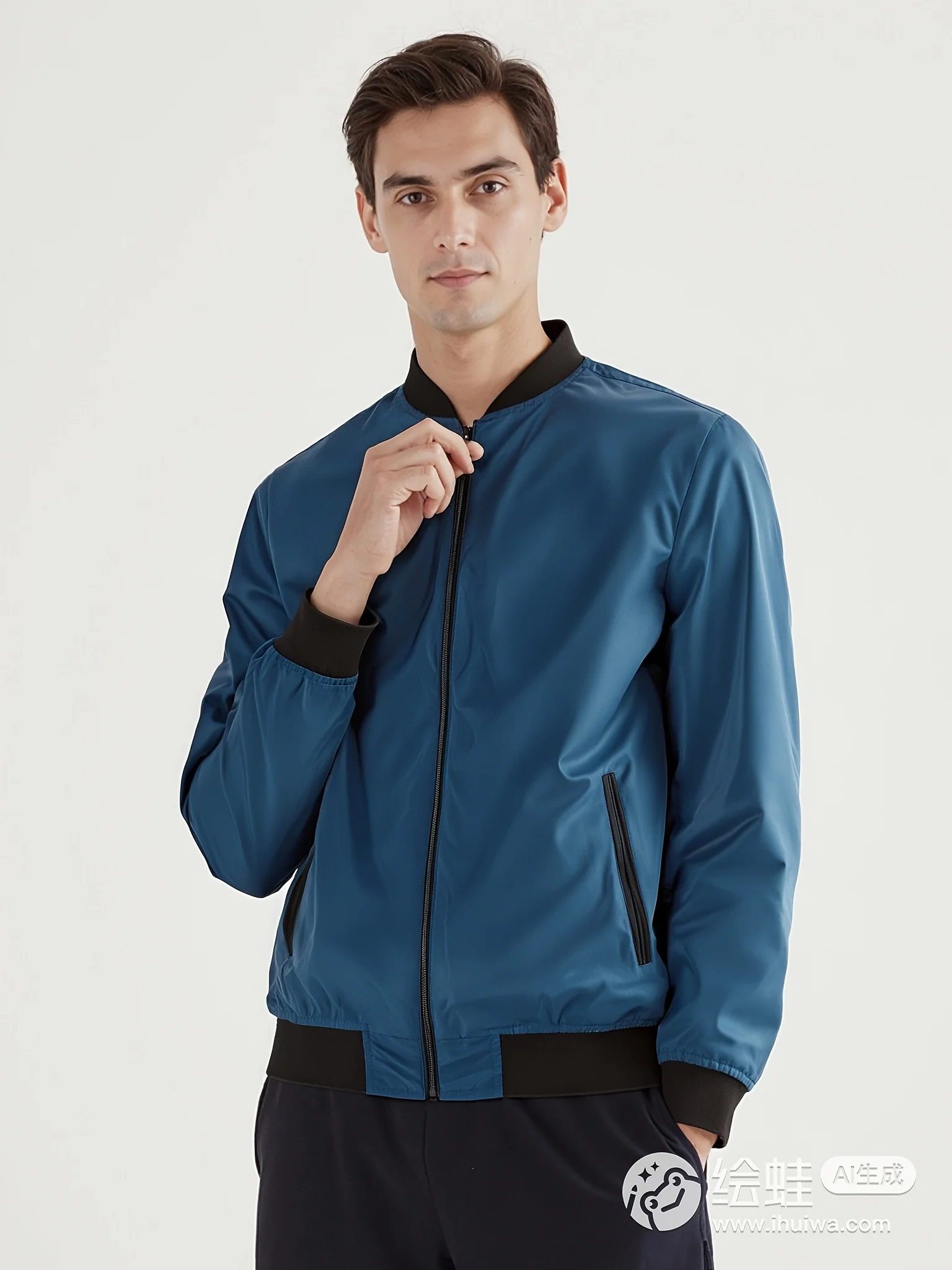 سترة كاجوال خفيفة الوزن مقاومة للرياح للرجال |   100% بوليستر، أكمام طويلة، ياقة بيسبول، جيب بسحاب أنيق،