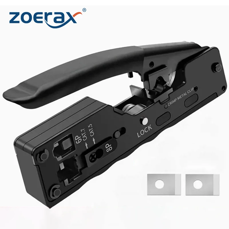 ZoeRax Punzadora de Paso para Engarzado, Herramienta de EZ, Utensilio para Conector de Red, Enchufes Modulares, Cables de Ethernet, RJ45, RJ12 y