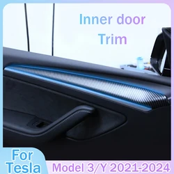 Door Dash Trim Panel For Tesla Model 3 Y Car Dashboard Cover Carbon Fibre ABS Interior Accessories Sticker 2021-2024 New