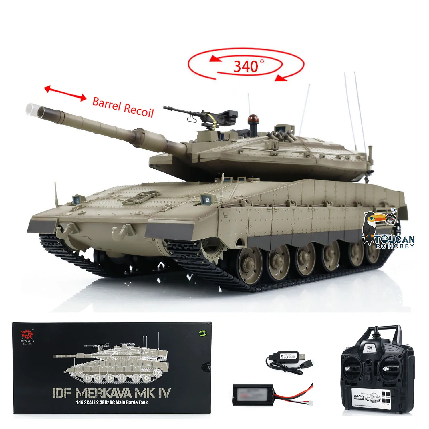 เฮงหลง 1/16 สเกล RC รถถัง IDF Merkava อินฟราเรดการต่อสู้ทหาร 3958 รีโมทคอนโทรลพลาสติกกระบอกสูบย้อนกลับกลางแจ้งของเล่น TH22634