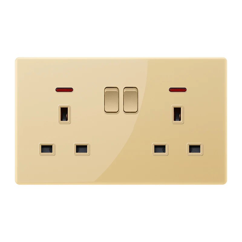 

5 шт. OEM стандарт Великобритании 146 тип настенная розетка двойная 13A закаленное стекло переключаемая электрическая розетка