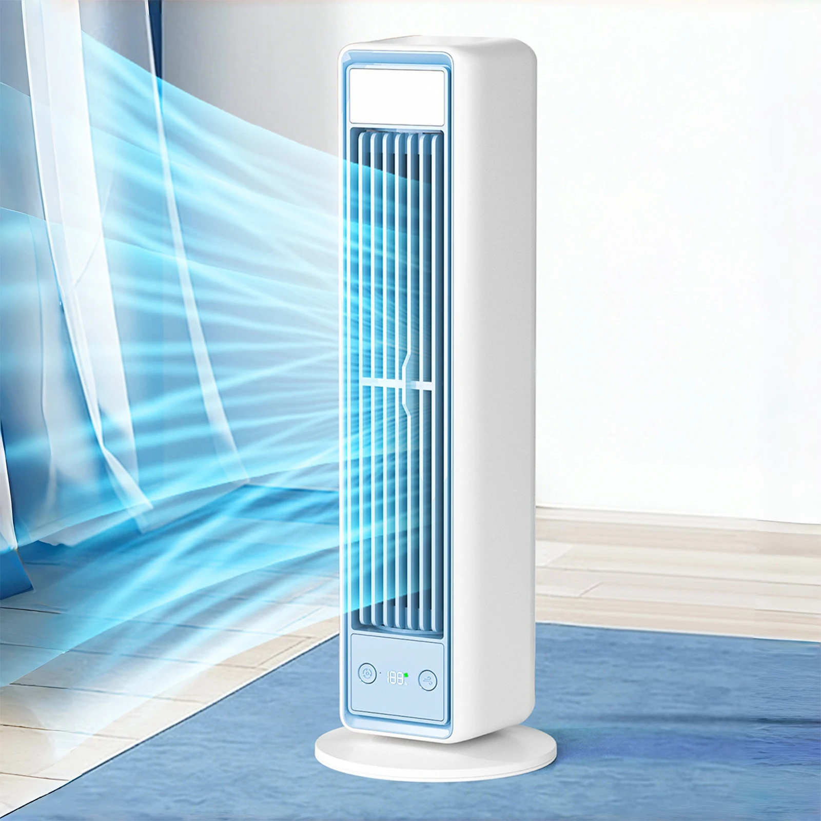 3600mAh Multi-Functional Desktop Fan 5 Speeds Cooling Air Cooler 48.8 Degree Motion Wall Circulating Fan for Home Office