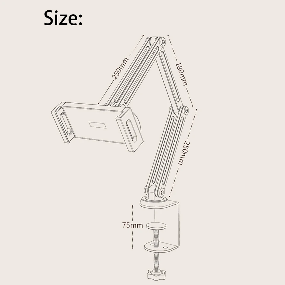 Picture 7: Adjustable Bed Tablet Stand for 4-12.9 inches Mobile Phones Tablets Aluminum Arm Bed Desk Tablet Mount Support for iPad Mini