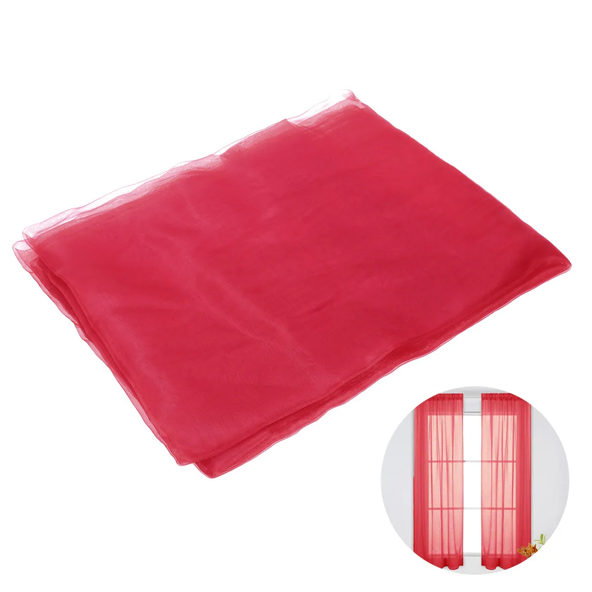 Bedroom Red Solid Color Tulle Window Sheer Voile Curtains Transparent Semi Transparent Dining Living Room Kitchen