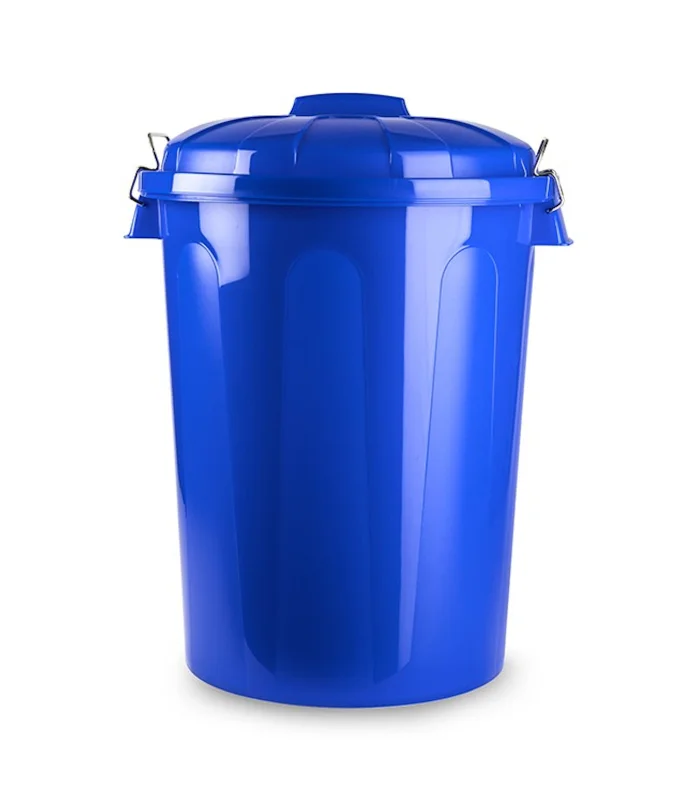 Tradineur Metal Handles Dustbin and Lid, Durable Plastic, Waste Container, Recycle Bin, industr