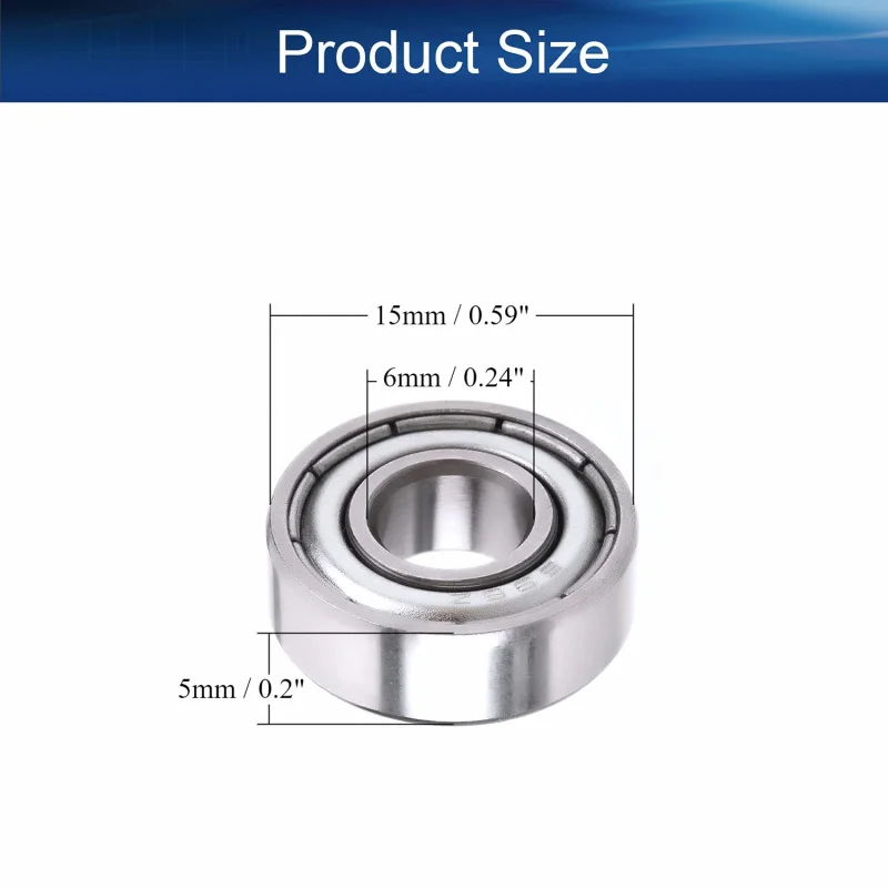 10Pcs 696-ZZ Deep Groove Ball Bearing, 6x15x5mm Double Sealed Bearing Steel ABEC-3 Deep Groove Rolling Bearings