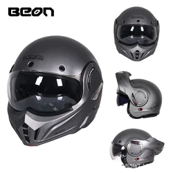 BEON B-707 Motorcycle helmet Men's and women's motorcycle Winter anti-fog sports car Full Helmet Four seasons back flip helmet