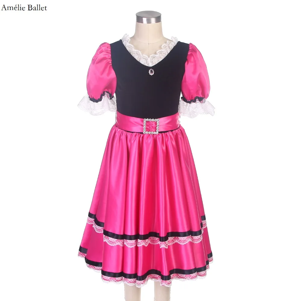 

22119 черный бархатный верхний лиф с ярко-розовой мягкой тюлевой юбкой-пачкой для девочек и женщин, танцевальные костюмы для выступлений на сцене