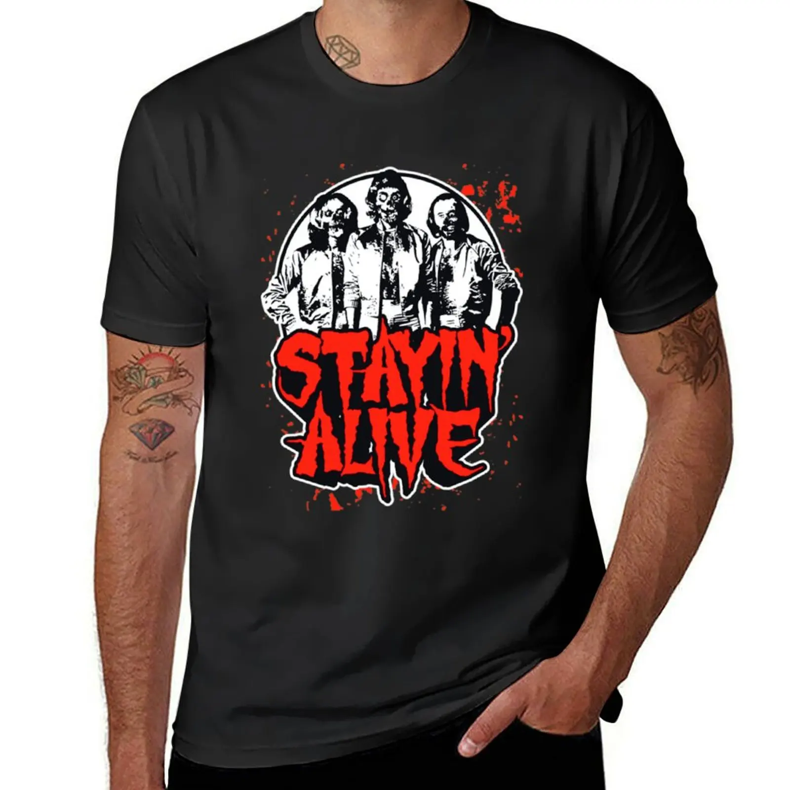 THE BEE GEES STAY ALIVE T-Shirt quick-drying plain mens funny t shirts