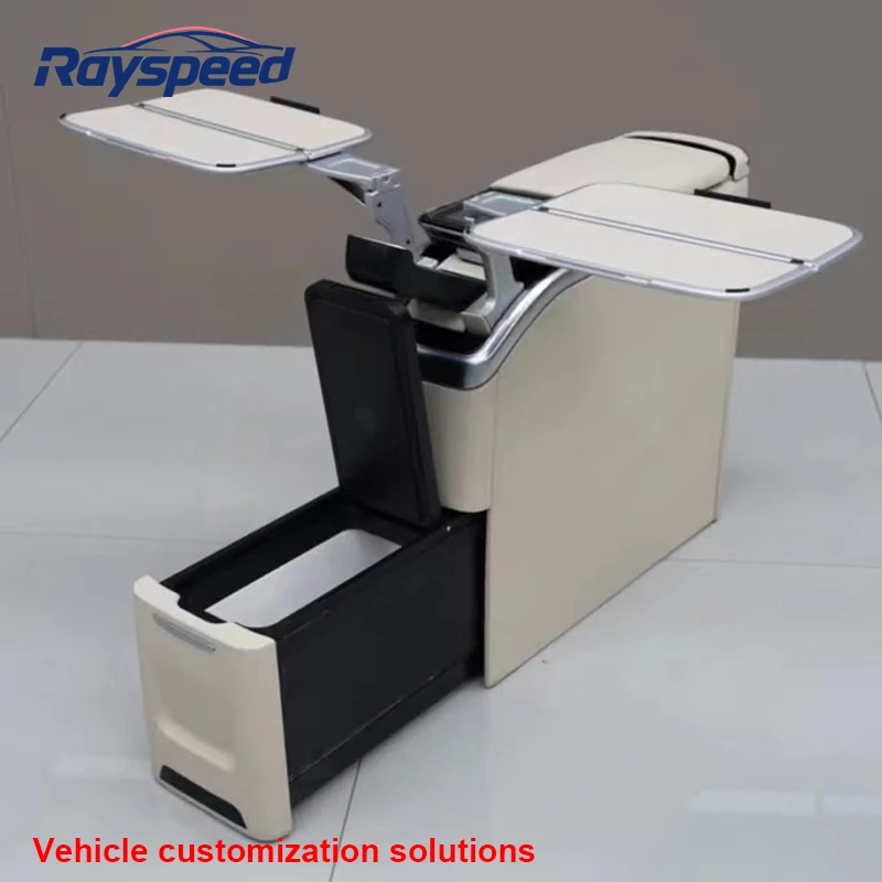 Luxury Leather Armrest Box for Mercedes-Benz V-Class W447/VITO V260-with Hidden Table Storage & Cup Holder