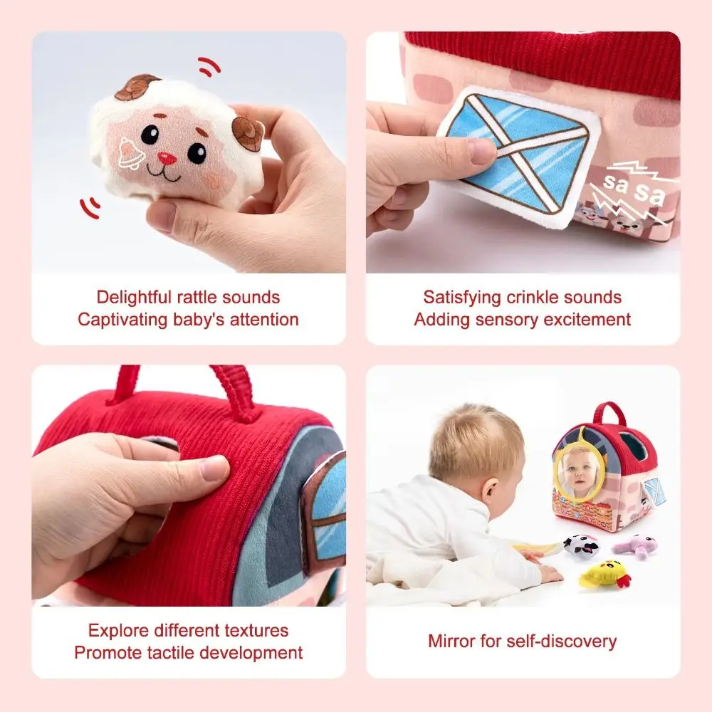 

Farm Simulated Baby Soft Plush Animals with Sound Cute Farm Animals House Set Cartoon Training Toys Animals Cognition Doll