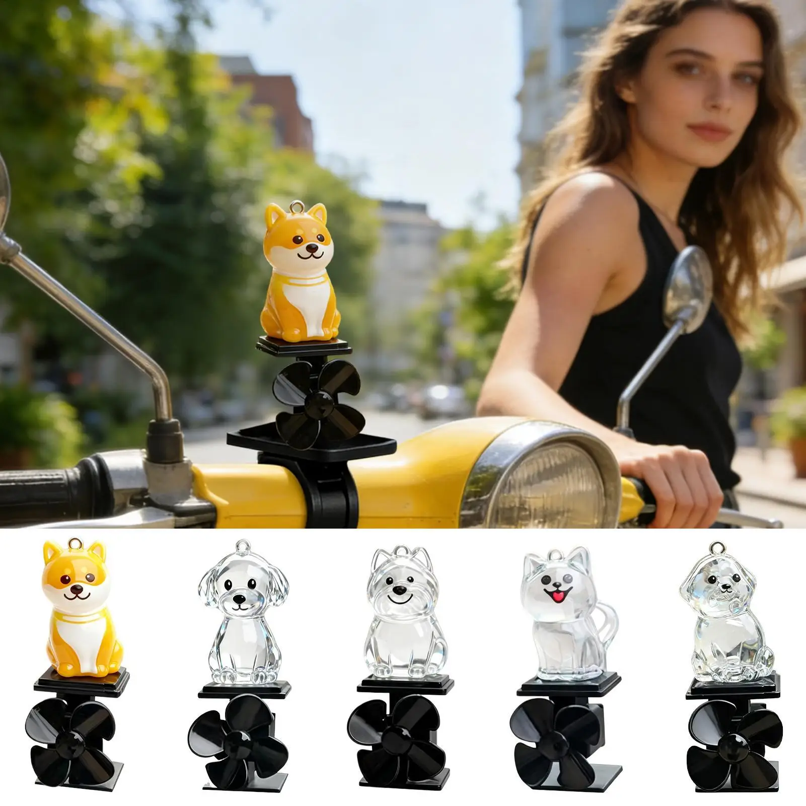 Dog Statue Motorcycle Light Up Decoration Wind Powered Animal Figurines For Motorcycle Handlebar Outdoor Cycling Night Riding