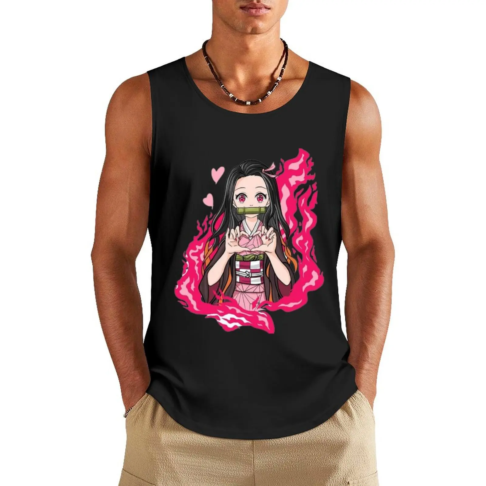 I love you nezuko Tank Top sports t-shirts for men male top Fitness men clothing